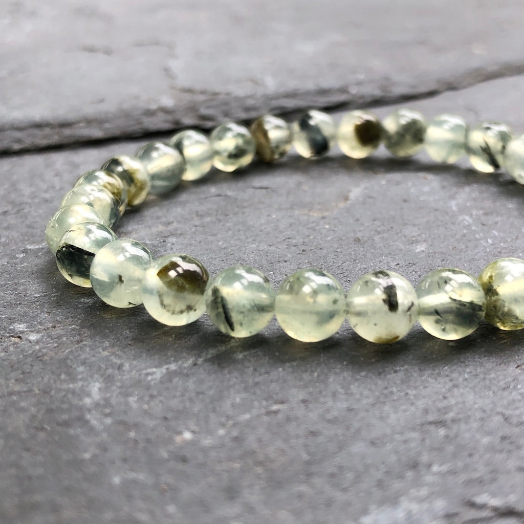 prehnite gemstone beaded bracelet