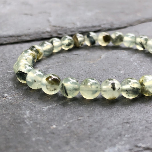 prehnite gemstone beaded bracelet