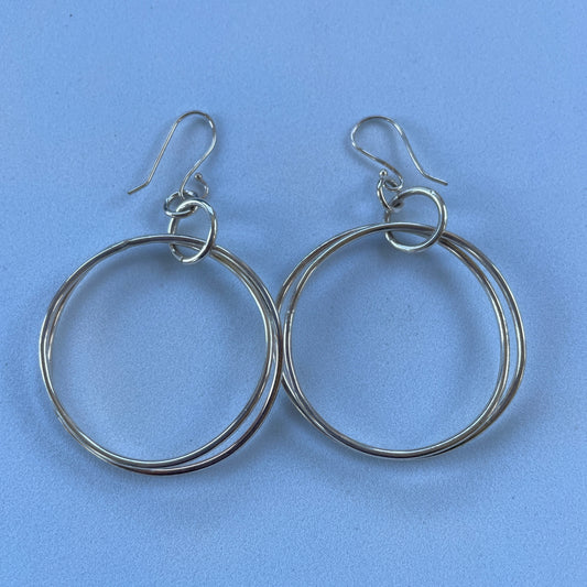 handmade double hoop sterling silver earrings