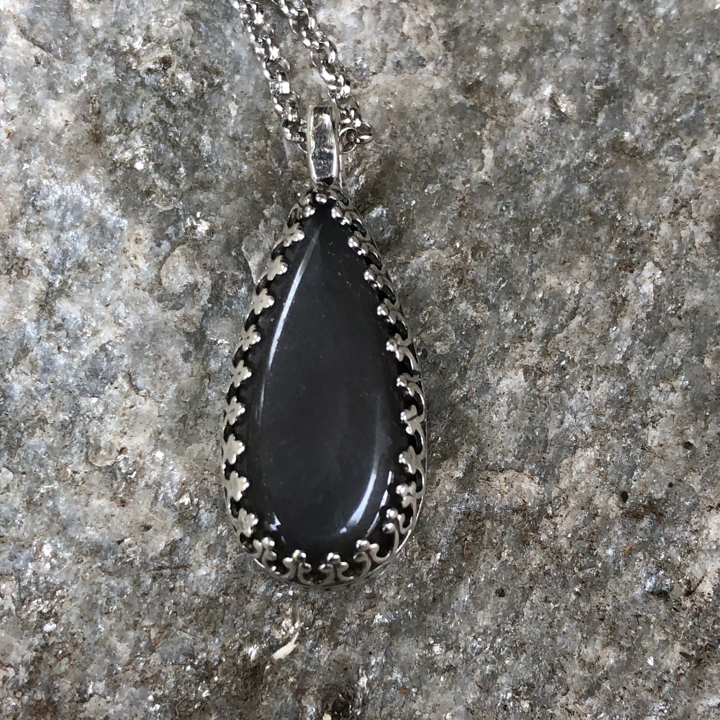 Grey Moonstone Teardrop Necklace/Pendant