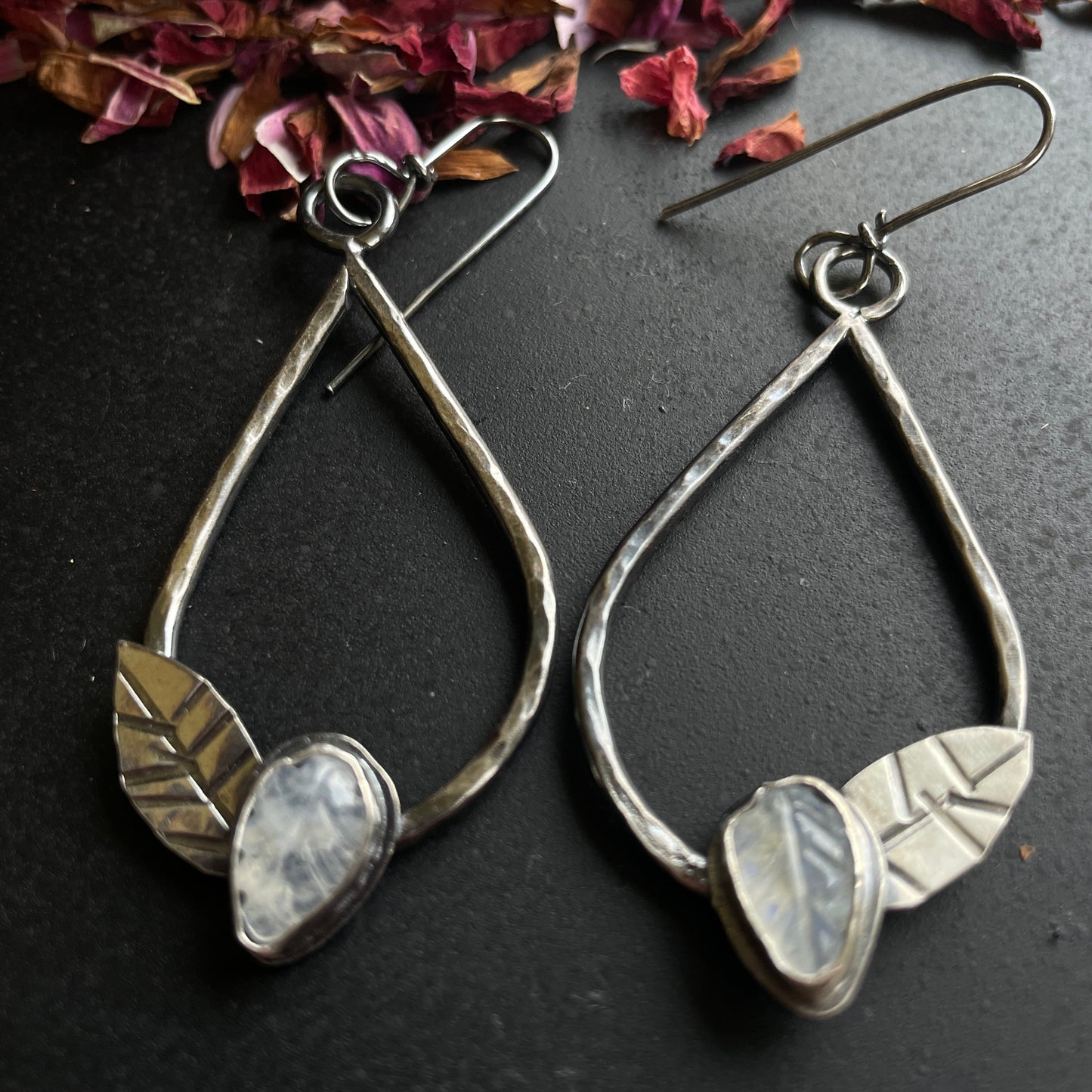 sterling silver and moonstone earrings