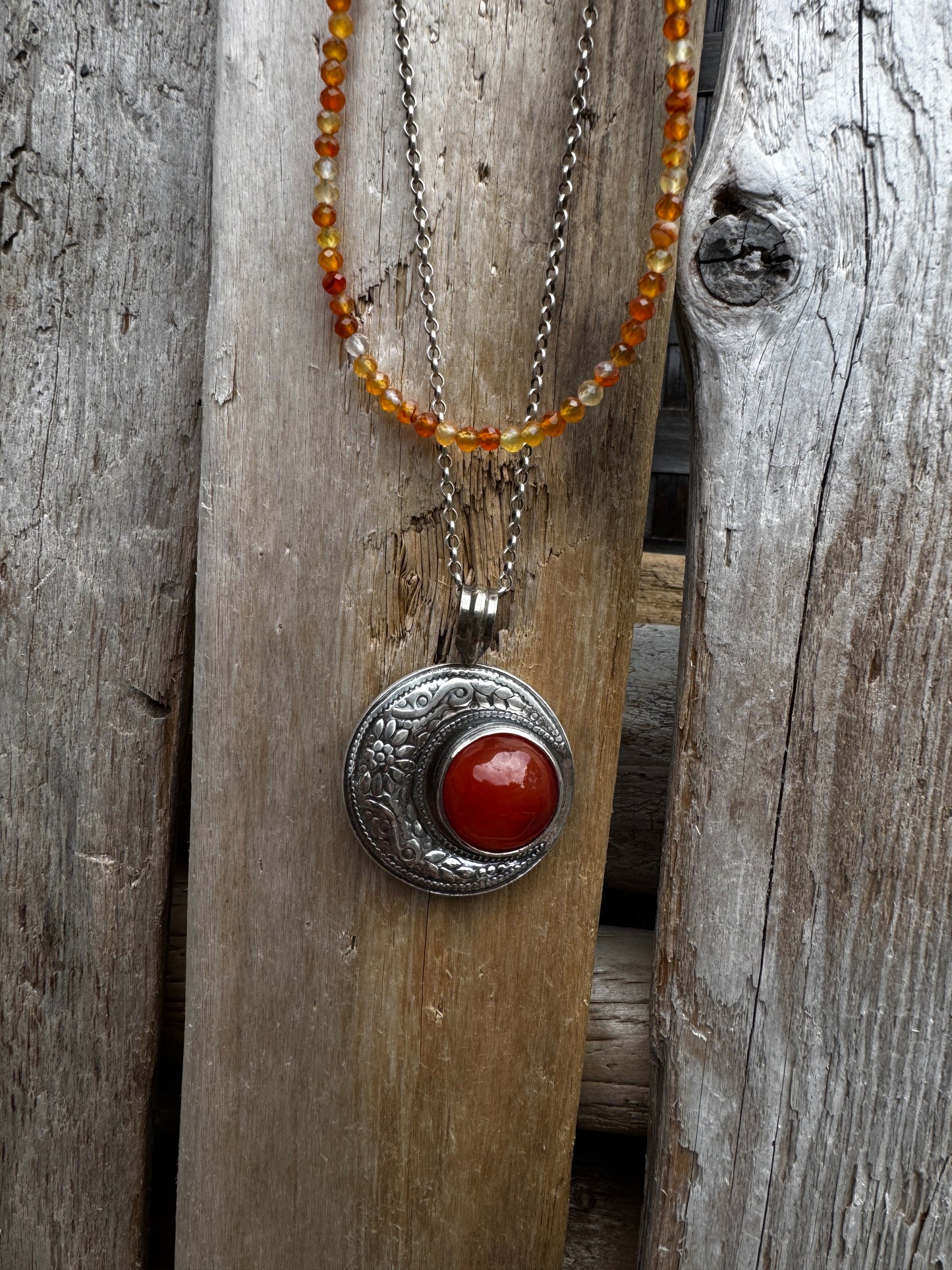 Carnelian Moon Pendant