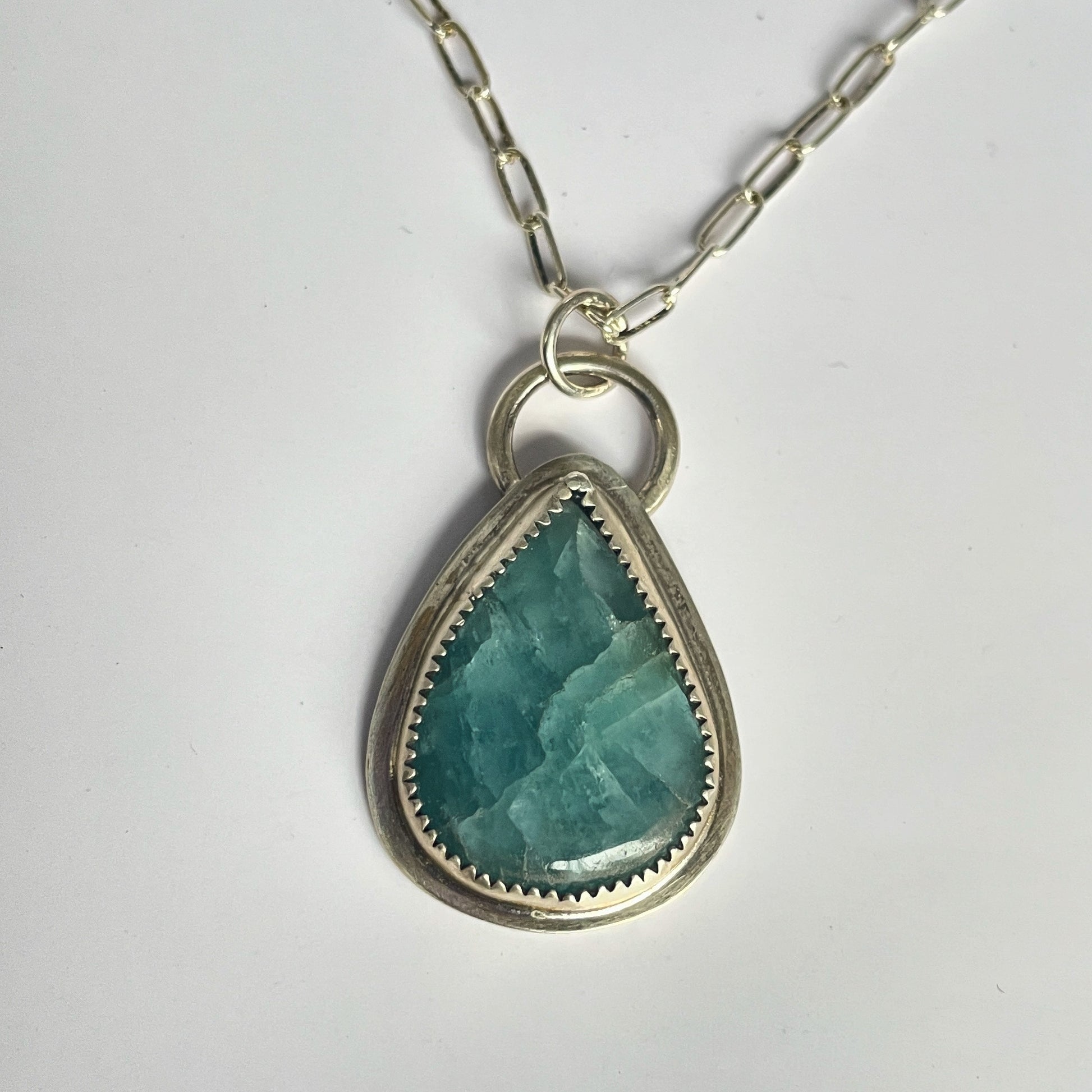 Aquamarine Teardrop Sterling Pendant
