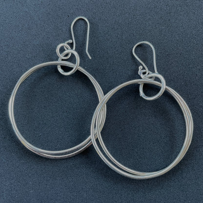Double Hoop Sterling Silver Earrings