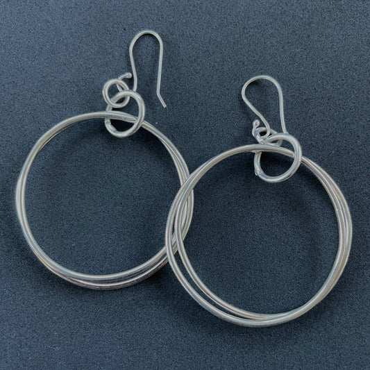 double hoop sterling silver earrings